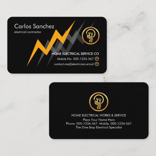 Electric Lightning Powers Electrician Visitekaartje (Voorkant / Achterkant)