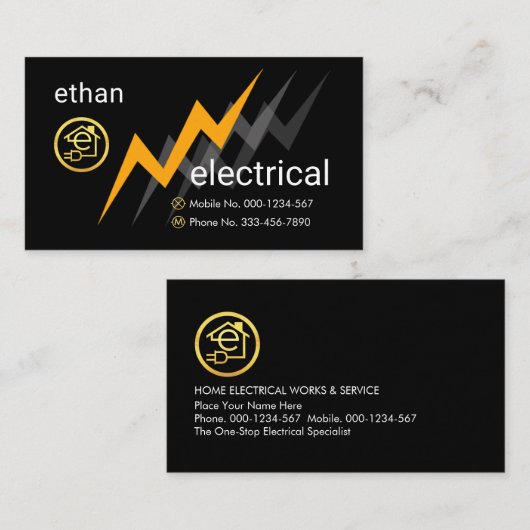 Electric Lightning Powers Letter-e Electrical Visitekaartje (Voorkant / Achterkant)