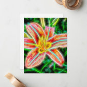 Electric Lily Flat Note Card Notitiekaartje (Voorkant / Achterkant in situ)
