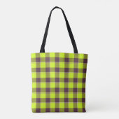 Electric Lime and Livid Brown Plaid Tote Bag (Achterkant)