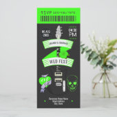 Electric Lime Rock ’n’ Roll Wedding Ticket Kaart (Staand voorkant)