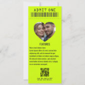 Electric Lime Rock ’n’ Roll Wedding Ticket Kaart (Achterkant)