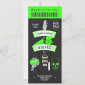 Electric Lime Rock ’n’ Roll Wedding Ticket Kaart (Voorkant)