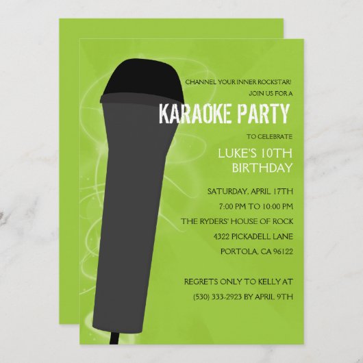 Electric Limoen Rock Out Karaoke Birthday Party Kaart (Voorkant / Achterkant)