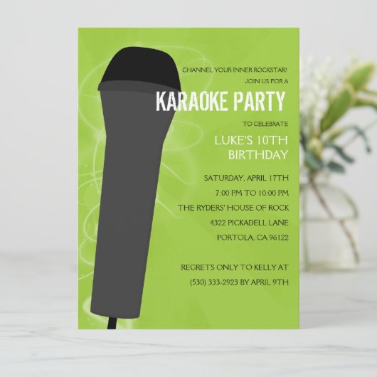 Electric Limoen Rock Out Karaoke Birthday Party Kaart (Staand voorkant)