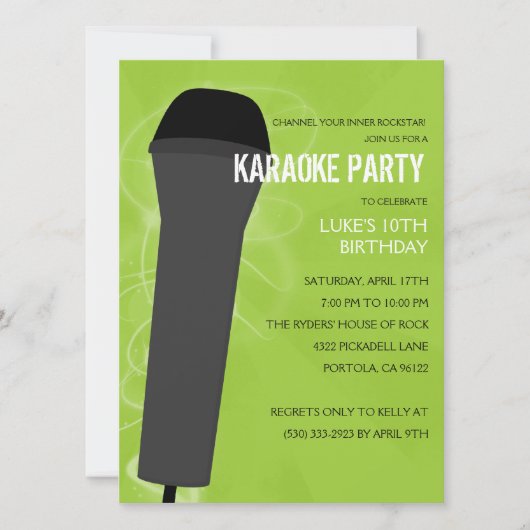 Electric Limoen Rock Out Karaoke Birthday Party Kaart (Voorkant)