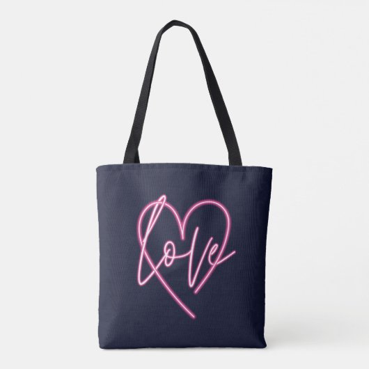 Electric Love Neon Pink Heart Maid of Honor Tote Bag (Achterkant)