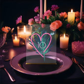 Electric Love Neon Pink Heart & Tropical Palm Leaf Acryl Bord