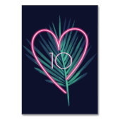 Electric Love Neon Pink Heart & Tropical Palm Leaf Kaart (Voorkant)