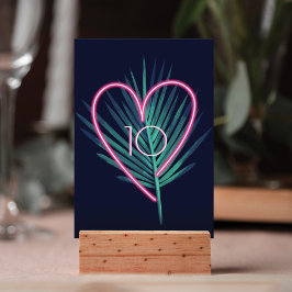 Electric Love Neon Pink Heart & Tropical Palm Leaf Kaart
