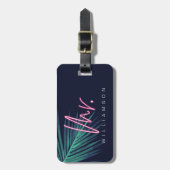 Electric Love Neon Pink Mr Tropical & Monogram Bagagelabel (Voorkant verticaal)