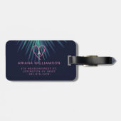 Electric Love Neon Pink Mrs Tropical & Monogram Bagagelabel (Achterkant horizontaal)