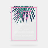 Electric Love Neon Pink Tropical Retro Cocktail Acryl Bord (Voorkant)