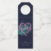 Electric Love Neon Pink Tropical Retro Cocktail Flessenhanger (Voorkant)