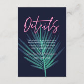 Electric Love Neon Pink Tropical Retro Wedding Informatiekaartje (Voorkant)