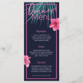 Electric Love Neon Pink Tropical Retro Wedding Menu (Voorkant)
