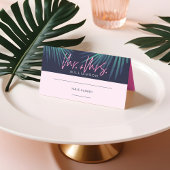 Electric Love Neon Pink Tropical Retro Wedding Plaatskaartje
