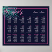 Electric Love Neon Pink Tropical Retro Wedding Poster (Voorkant)