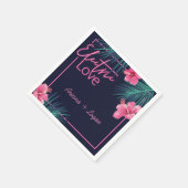 Electric Love Neon Pink Tropical Retro Wedding Servet (Hoek)