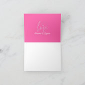 Electric Love Neon Pink Typographic & Heart Bedankkaart (Binnen)