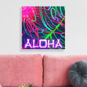 Electric Luau Tropical Night Neon Aloha Canvas Afdruk (Insitu (Woonkamer))