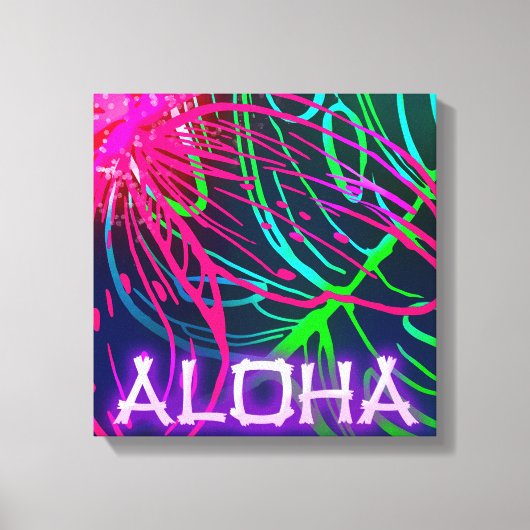 Electric Luau Tropical Night Neon Aloha Canvas Afdruk (Voorkant)