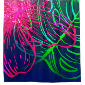 Electric Luau Tropical Night Neon Aloha Douchegordijn (Voorkant)