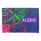 Electric Luau Tropical Night Neon Aloha Kussensloop (Voorkant)