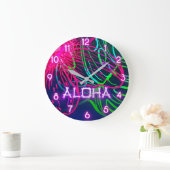 Electric Luau Tropical Night Neon Aloha Paradise Grote Klok (Huis)