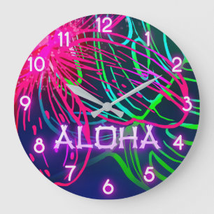 Electric Luau Tropical Night Neon Aloha Paradise Grote Klok