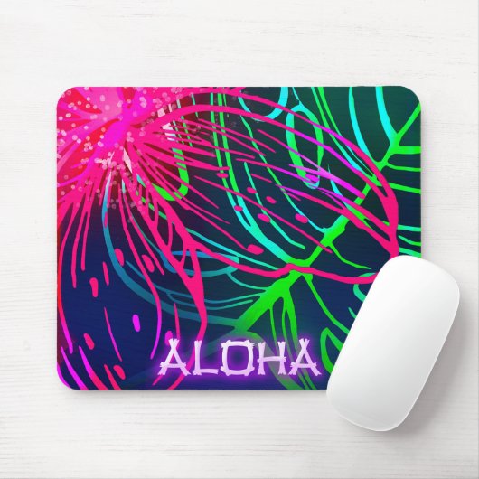 Electric Luau Tropical Night Neon Aloha Paradise Muismat (Met muis)