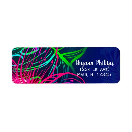 Electric Luau Tropical Night Neon Aloha Party Etiket (Voorkant)