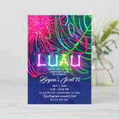 Electric Luau Tropical Night Neon Aloha Party Kaart (Staand voorkant)