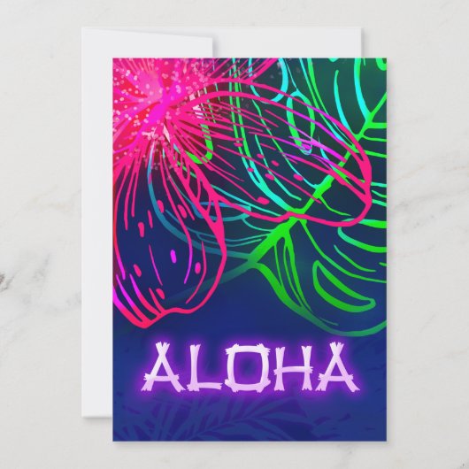 Electric Luau Tropical Night Neon Aloha Party Kaart (Achterkant)