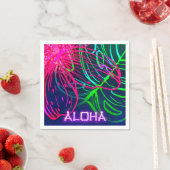 Electric Luau Tropical Night Neon Aloha Party Servet (Insitu)