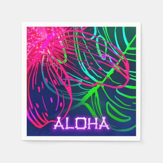 Electric Luau Tropical Night Neon Aloha Party Servet (Voorkant)