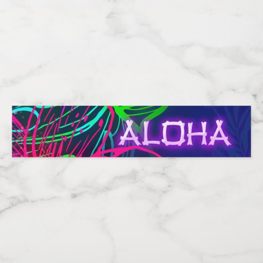 Electric Luau Tropical Night Neon Aloha Party Waterfles Etiket (Enkel label)