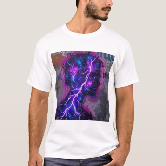 Electric Mind – Neon Energy Silhouette Art T-shirt (Voorkant)