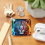 Electric Neon Leopard - Glowing Animal Design Sleutelhanger<br><div class="desc">A vibrant neon leopard face featuring a split color effect with glowing teal and orange light. The bold electric lines and intense eyes create a striking, high-contrast look that stands out against a dark background. This colorful animal-themed design is perfect for anyone who loves modern, high-energy imagery.</div>