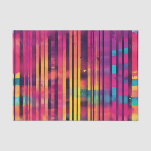 Electric Neon Waterverf Stripes Tissuepapier (Voorkant)