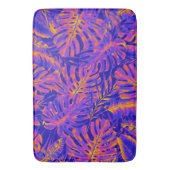 Electric Oranje Blue Tropical Palm Leaves Island Badmat (Voorkant Verticaal)