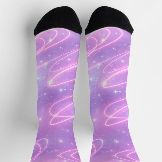 Electric pink neon scribbles AI art Sokken (Top)
