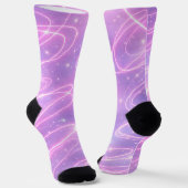 Electric pink neon scribbles AI art Sokken (Gebogen)
