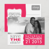 Electric Pink Sweet Beginnings Save the Date Foto Aankondigingskaart (Voorkant / Achterkant)