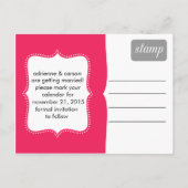 Electric Pink Sweet Beginnings Save the Date Foto Aankondigingskaart (Achterkant)