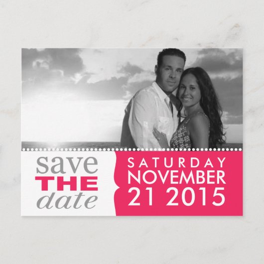 Electric Pink Sweet Beginnings Save the Date Foto Aankondigingskaart (Voorkant)