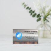 Electric Power House-logo | Hout Metaal Visitekaartje (Staand voorkant)