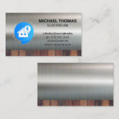 Electric Power House-logo | Hout Metaal Visitekaartje (Voorkant / Achterkant)