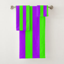 Electric Psychedelic Paarse en Harlequin Groen Bad Handdoek