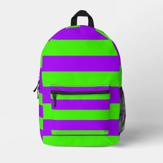 Electric Psychedelic Paarse en Harlequin Groen Bedrukte Rugzak (Voorkant)
